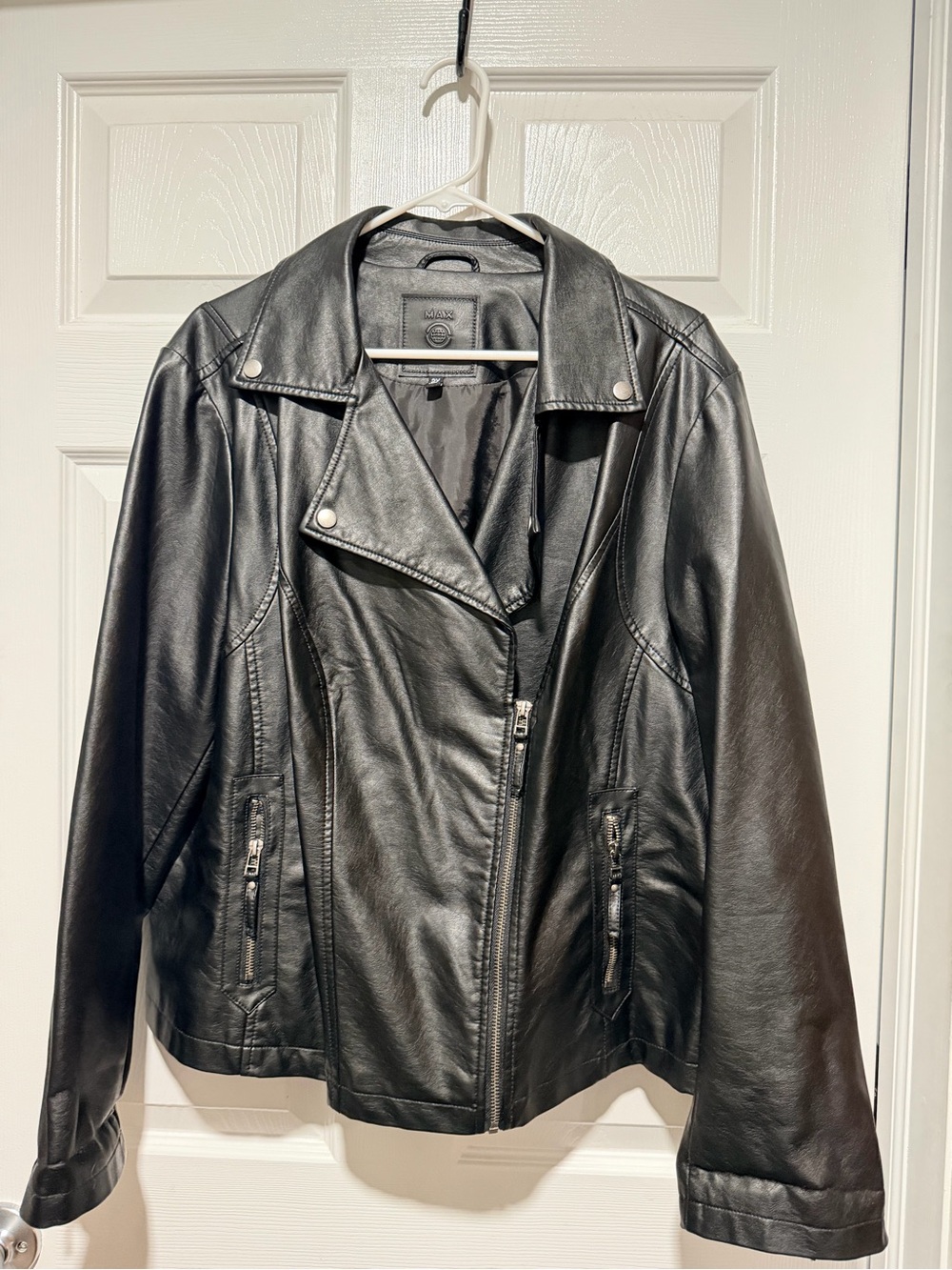 Max Studio Black Faux Leather Moto Jacket